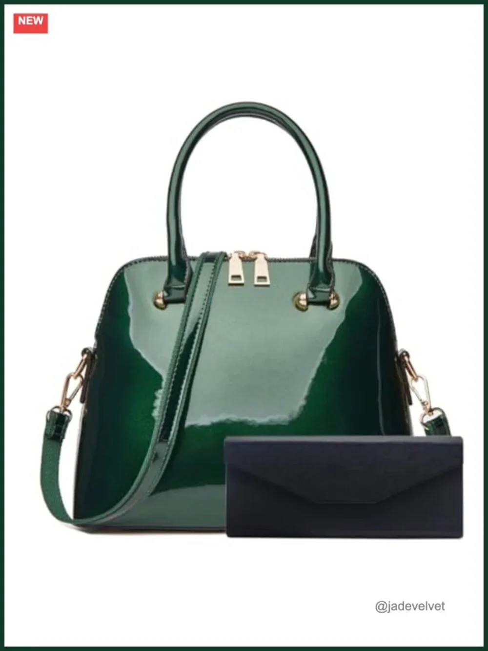 Patent Leather Dome Satchel Purse Zip-around Handbag Large Top-handle Shoulder
